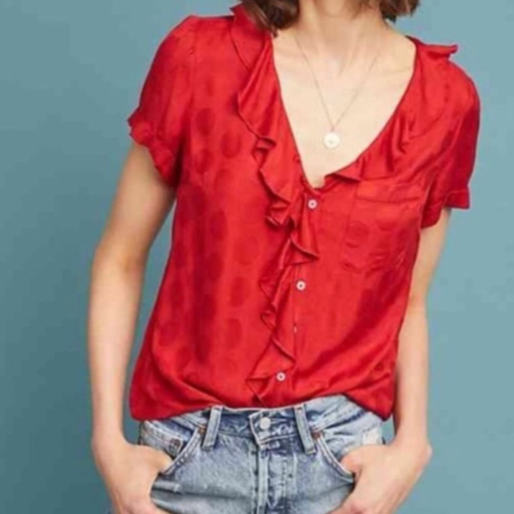 Anthropologie Maeve button-down ruffled shirt - XS